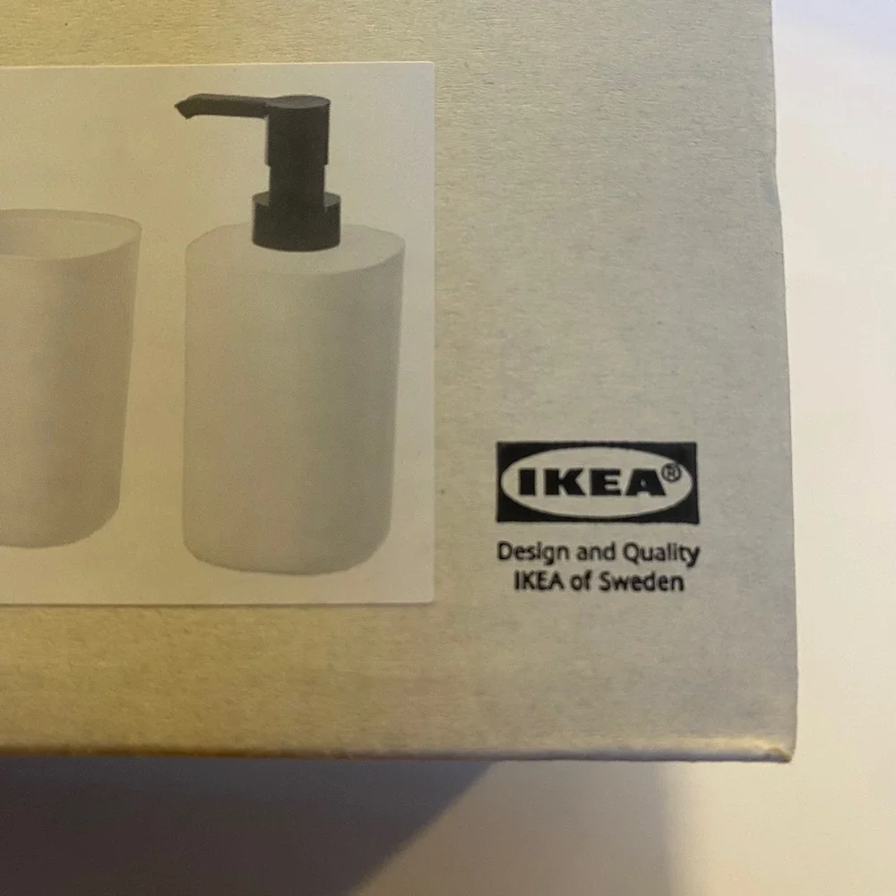 IKEA STORAVAN Bathroom Set White New 3-Piece Soap Dispenser Dish Holder